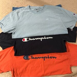 Set of 3 Mens Champion T-shirts, size Medium, red, black, blue